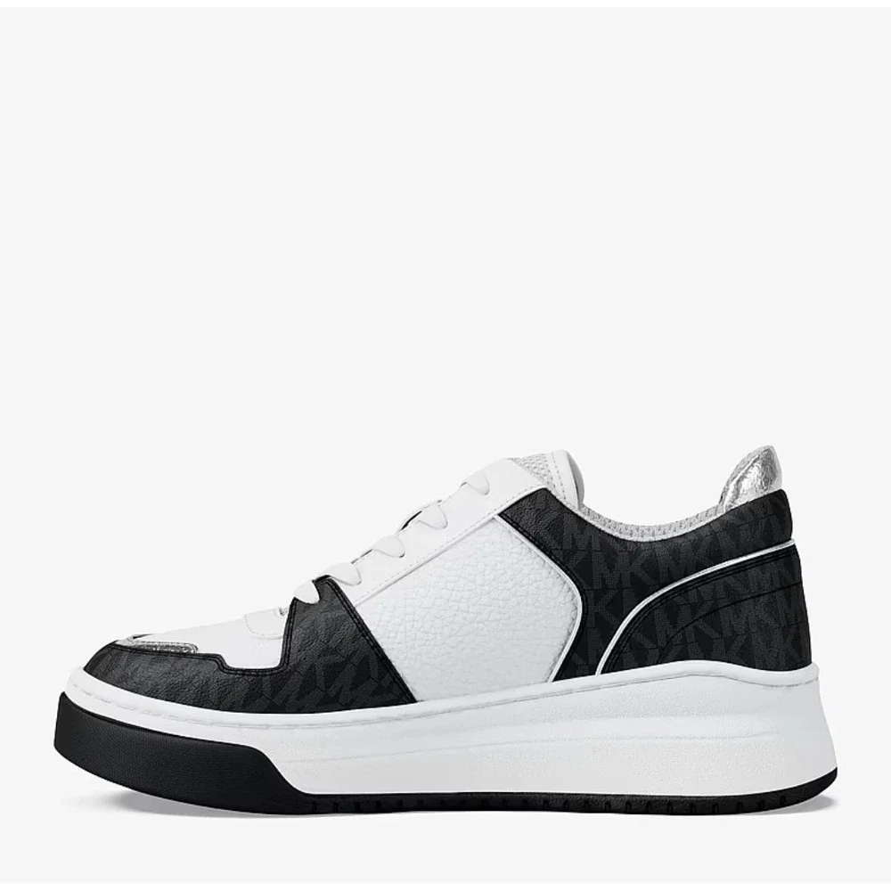 Michael Kors Lexi Women's 10 M Black Sneaker Mixed-Media‎ MK Monogram New In Box